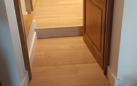 parquet collé et création de marche à poisy