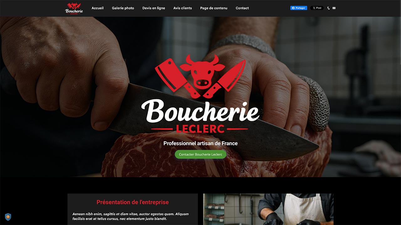 Exemple de vitrine Premium pour entreprise artisanale