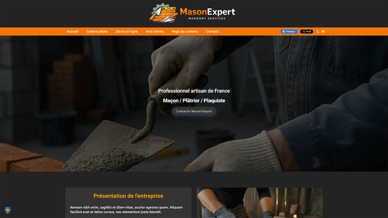 Aperçu d'une vitrine artisan personnalisable