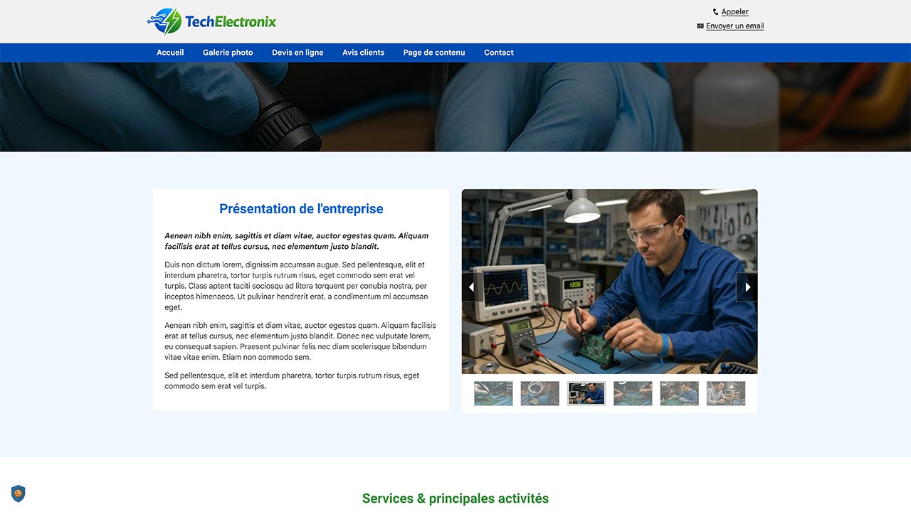 Exemple de présentation professionnelle pour artisan
